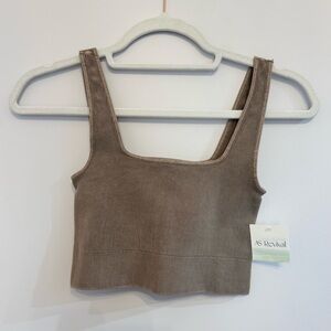 Altar'd State Brown Crop Tank Top Fitted Ribbed
